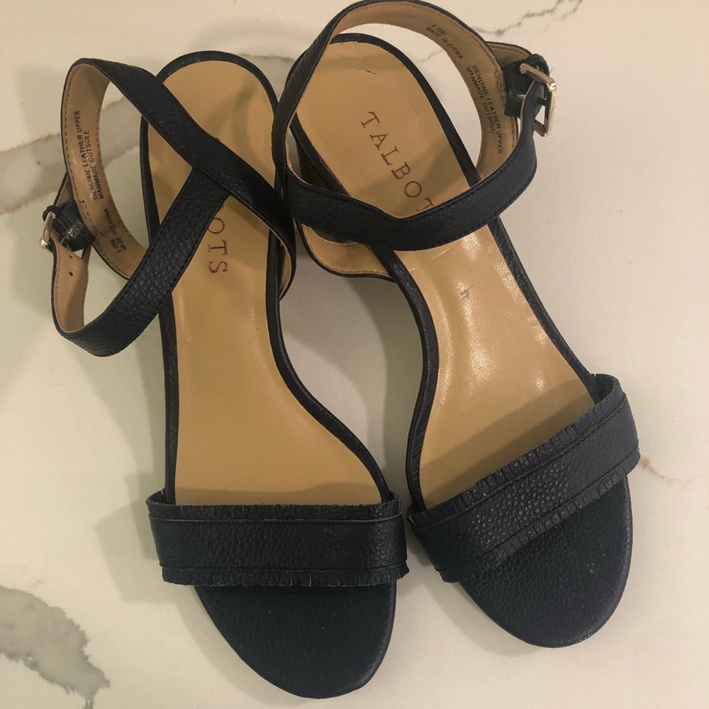 TALBOTS NAVY FRINGE SANDALS 6.5